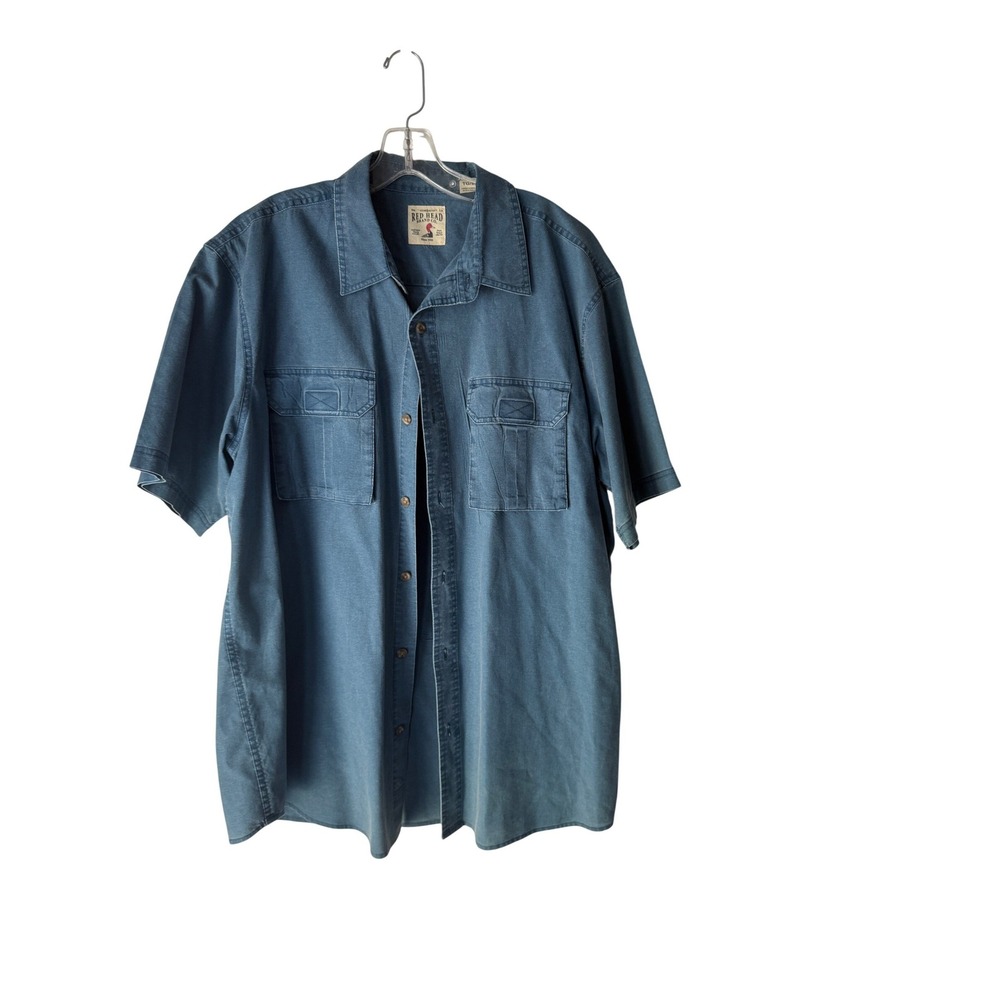 Red Head Brand Co Mens‎ Blue Denim Short Sl Button Up Shirt XL Western Workwear